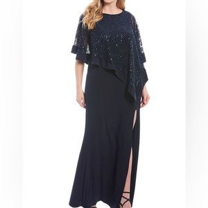 R&M Richards Poncho Navy Blue Dress